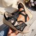Women's High Heeled Wedge Sandals One Strap Style Trendy Roman Fairy Espadrilles Summer Footwear_vogvips.com