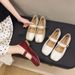 Soft-soled Square-toed Flat Summer Small Leather Shoes, Spring Low-cut Mary Jane Shoes For Women, New 2025 French Style_vogvips.com