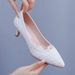 Women's Shoes Elegant and simple lace flower wedding shoes, white 5cm high heeled bridal shoes for wedding photos, adult ceremony shoes, wedding shoes_vogvips.com