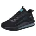 Mens Running Shoes Black Mesh Air Cushion Sneakers With Teal Accents Print Daily Outfit_vogvips.com
