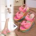 2026 New Model Cross-Border Foreign Trade Wholesale Straw Rainbow Sandals Super High Large Size Wedge Heel_vogvips.com