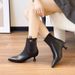 Women's Short Boots With High Heels And Pointed Toes, Spring And Autumn Single Boots, 2025 Thin High-heeled Boots, Mid-calf Fashio_vogvips.com