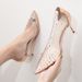 Women S Bride Bridesmaid Wedding Crystal Rhinestone Pointed Toe Stiletto Single Shoes Transparent High Heels_vogvips.com