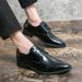 Men's Casual Large Size 38-48 Gradient Color Fashion Personality Pointed Glossy Business Formal Lace-up Leather Shoes_vogvips.com