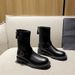 Cowhide ~ Melad Style Genuine Leather Mid-Calf For Women With Belt Buckle Short Thick Sole Martin Slim Boots_vogvips.com