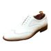 White leather shoes men's business formal leather pointy English carved cloth Men's rockshoes_vogvips.com