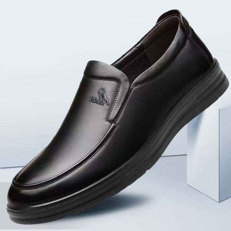 Mn's Slip-On Lathr Shos Soft Bottom Brathabl Lightwight Comfortabl Businss Casual Footwar Round To PVC_vogvips.com