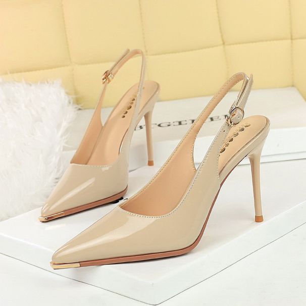 Women's Elegant Pointed-Toe Stiletto Heels With Open Back & Ankle Strap - Chic High Heel Pumps In Leather For Parties & Evening Wear Back Strap Sexy_vogvips.com