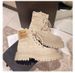 Martin Short For Women 2025 Autumn Winter New Thick Sole Height Increaing Non-Slip Suede Britih Style Yellow Work_vogvips.com