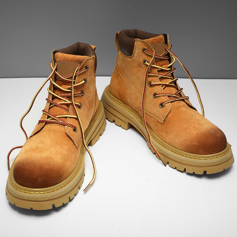 European Warm Series Men's Martin British Style High-top Work Autumn Yellow Boots Big Toe Couple Shoes Height Increasing_vogvips.com