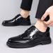 Euro Step Top Layer Cowhide British Style Men's Brogue Business Genuine Leather Derby Groom Wedding Shoes_vogvips.com