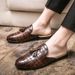 British studio photo fitting room half support leather shoes slip-on Tassel brogue carved leather shoes for men_vogvips.com