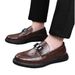 One Genuine Lazy Bean Foot Covers, Loafers, Versatile Brown Business Casual Leather Shoes, Men's Shoes_vogvips.com