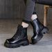 2023 Winter New British Retro Handmade Genuine Leather Women's Top Layer Cowhide Mid Heel Thick Sole Side Zipper Martin_vogvips.com