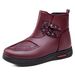 Women's Snow Boots Slip-On With Fleece Lining Soft Sole Middle-Aged And Elderly Mom Cotton Shoes For Women Winter_vogvips.com