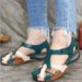 Large Size 42 43 2025 Summer New European And American Retro Round-Toe Wedge Thick-Soled Roman Women's Sandals_vogvips.com