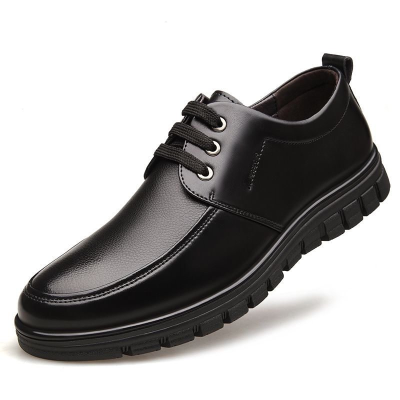 Suitable For All Seasons Single Genuine Fleece Lined Warm Cotton Casual Classic Middle-aged And Elderly Dad Men's Winter Leather Shoes_vogvips.com