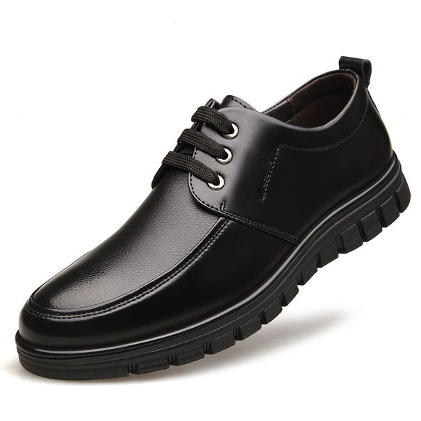 Suitable For All Seasons Single Genuine Fleece Lined Warm Cotton Casual Classic Middle-aged And Elderly Dad Men's Winter Leather Shoes_vogvips.com