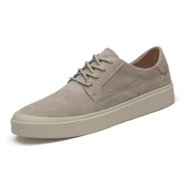 Frosted Pig Eight Leather Men's Casual Suede Men's Shoes Low-top Lace-up Round Head Inner Height-increasing Shallow Mouth Board Shoes_vogvips.com