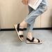 Elastic Band Cross Flat Women's Shoes 2023 New For Women Summer Outdoor Imitation Straw Linen Roman Sandals_vogvips.com