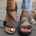 Women's Simple Solid Color Wedge Casual Open-toed Retro-soled Sandals, Comfortable Thick-heeled Beach Sandals_vogvips.com