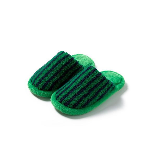 Baotou Contrasting Color Cotton Slippers, Women's Striped Hairy Slippers, Home Ins Plush Slippers_vogvips.com