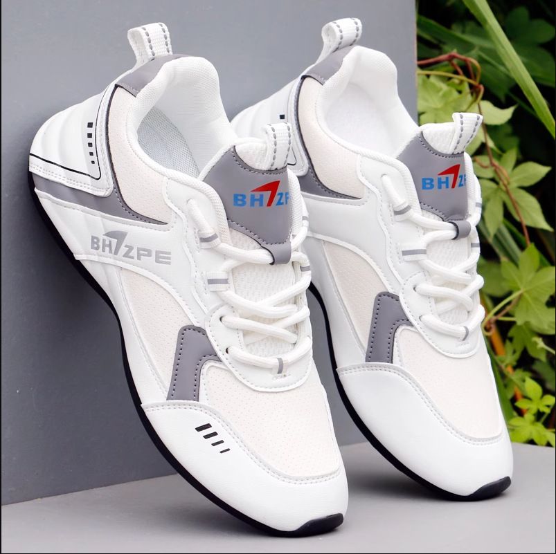 BH7ZPE Color Block Leather Sneakers Men Lightweight Cushion Walking Running Shoes Unisex Casual Trainers_vogvips.com