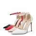 European And American Style One-Strap Simple Metal Stiletto High Heels Shallow Mouth Pointed Toe Hollow Sexy Single_vogvips.com