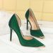 Ethnic Pointed Head Shallow Mouth Hollow High Heels Women's Thin Heel Iron Head Metal Decorative Satin Single Shoes_vogvips.com
