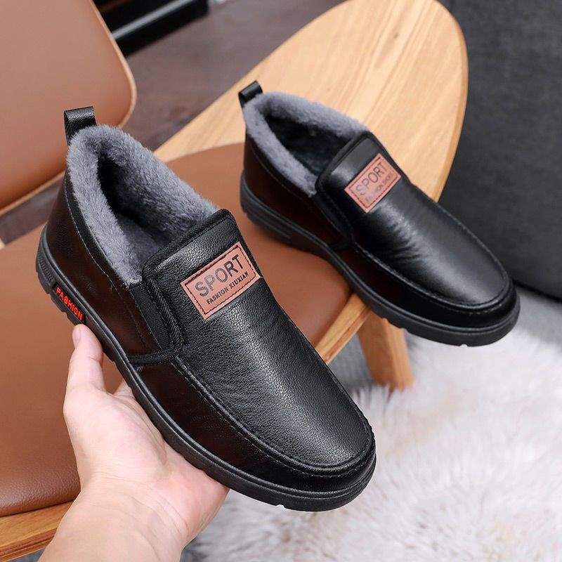 European Warm Series Winter Thickened Waterproof Elderly Cotton Old North Cloth Men's Fleece-Lined Casual Leather Cold-Proof Warm Dad Shoes_vogvips.com