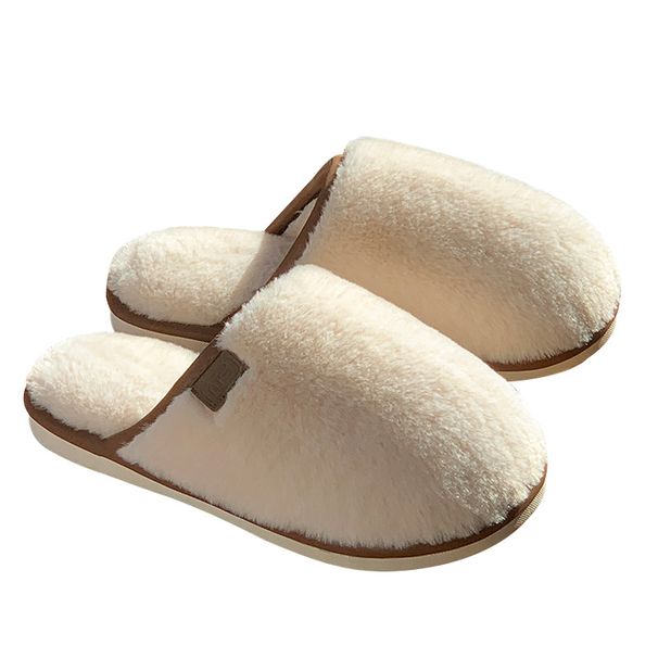 Winter Plush Cross Strap Cotton Slippers For Indoor Warmth, Enlarged Plush Slippers For Women_vogvips.com