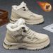 Men's Winter Fleece-Lined High-Top Martin Boots, Trendy Versatile Thick-Soled Extra-Warm Cotton Work Shoes, Ankle Boots_vogvips.com