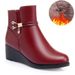 Mom Cotton Autumn Winter Middle-aged Soft Sole Wedge Leather Fleece-lined Warm Short Boots Versatile Large Size Women's_vogvips.com