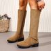 Women's Suede Riding Boots Plus Size Slimming Low Heel High Top Winter_vogvips.com