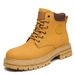 Big Yellow Boots Men's Medium Tube Tooling Boots Couple Locomotive Thick-soled Splicing Martin Boots_vogvips.com
