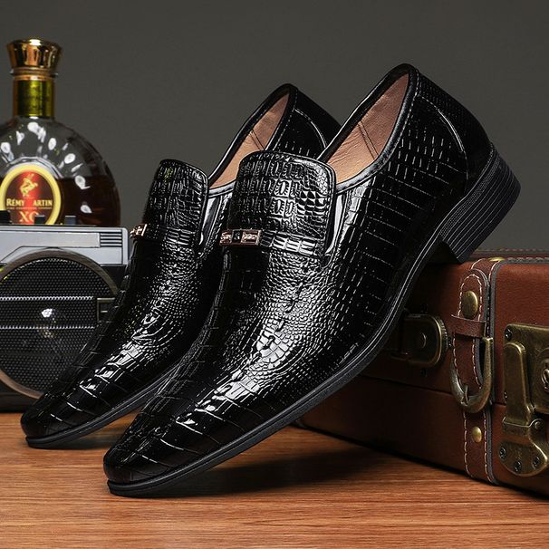 Euro Step Men's Casual Leather British Oxford Business Pointed Large Size Formal Wedding Shoes Wear-resistant Non-slip_vogvips.com