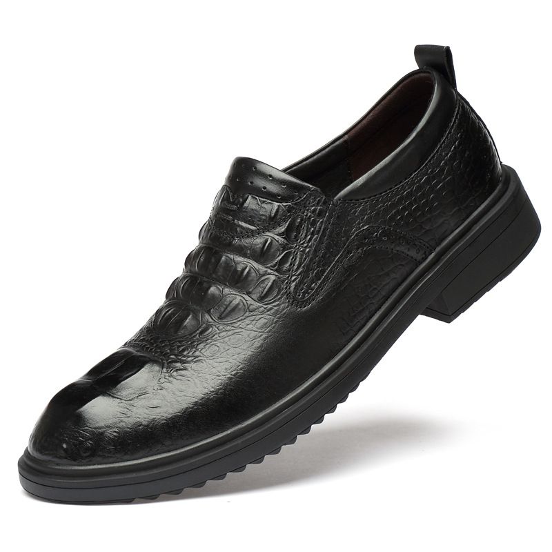 Suit Leather Shoes Men's Alligator Pattern Casual Men's Round Head Formal Leather Shoes_vogvips.com