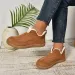selg long sleeved womens winter round toe plush warm solid flat casual comfortable snow boots 240904_vogvips.com