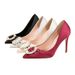 Stiletto High Heels Sexy Slimming Shallow Mouth Pointed Toe Shiny Rhinestone Buckle Women S Shoes_vogvips.com