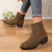 2024 Autumn Winter Fashion Plus Size Zipper Women's Suede Martin Chunky Heel Short Boots_vogvips.com