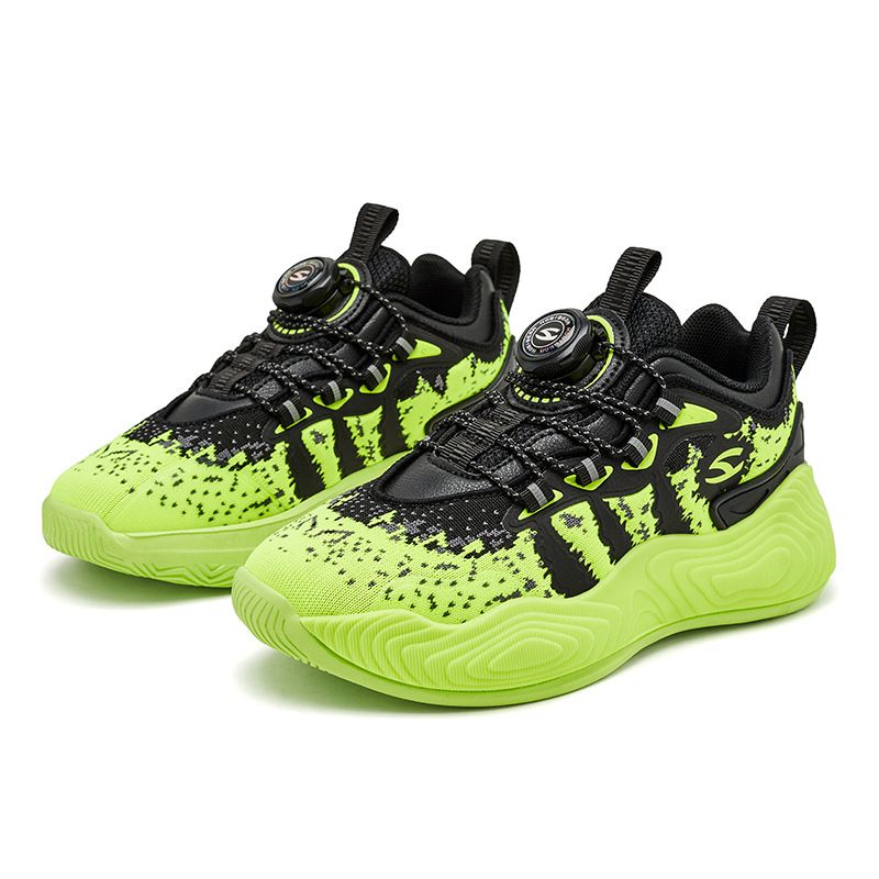 Kids' shoes double mesh spring and autumn boys basketball shoes rotating button sports shoes wear resistant running shoes_vogvips.com