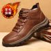 European Warm Series Winter Cotton Wool High-top Leather Shoes Cowhide Martin Fleece-lined Thickened Men's Snow Boots_vogvips.com