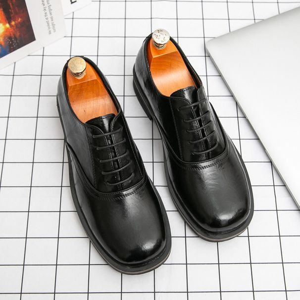 ShoeVault 2025 New Color-Washed Men's Leather Pointed Toe British Style Derby Shoes Casual Business Formal Lare Size Groom_vogvips.com