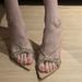 High-heeled Stiletto Open-toe Sandals, 2025 Summer New Model, Pointed Toe With Rhinestone Strap, Champagne And Nude_vogvips.com