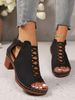 New Chunky Heel Open-toe Roman Sandals With Cutout Detail And Buckle Straps - Plus Size Available_vogvips.com