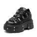 Punk Style Black Rock Metal Decor Lace-up Heel Height Platform Shoes Gothic Man Sneakers Women Ankle Boots 2025 New_vogvips.com