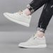 Mid-Top Breathable Sneakers White For Men Teens Youth 6cm 8cm Height Increasing Sports Casual Comfortable Platform Shoes Lace Up_vogvips.com