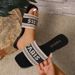 Fashion Mixed Colors Letter Flat Women Plus Size Light Square Toe Casual Slippers Comfort Soft Sole Anti Slip Slides_vogvips.com