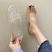 Crystal Half-enclosed Women's Summer Slippers, Versatile Indoor Hollow Breathable Lightweight Non-slip Plastic Home_vogvips.com
