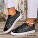 Plus Size Fashion Patchwork Casual Shoes For Women 2025 New Sequin Round Toe Lace-up Slip-on Sneakers_vogvips.com
